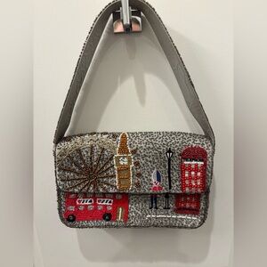 NWT Made in India hand beaded London themed shoulder Bag